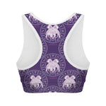 Purple Gemini Zodiac Pattern Print Women's Sports Bra