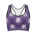 Purple Gemini Zodiac Pattern Print Women's Sports Bra