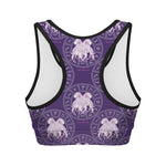 Purple Gemini Zodiac Pattern Print Women's Sports Bra
