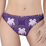 Purple Gemini Zodiac Pattern Print Women's Thong