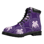 Purple Gemini Zodiac Pattern Print Work Boots