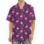 Purple Geometric Flamingo Pattern Print Aloha Shirt