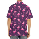Purple Geometric Flamingo Pattern Print Aloha Shirt