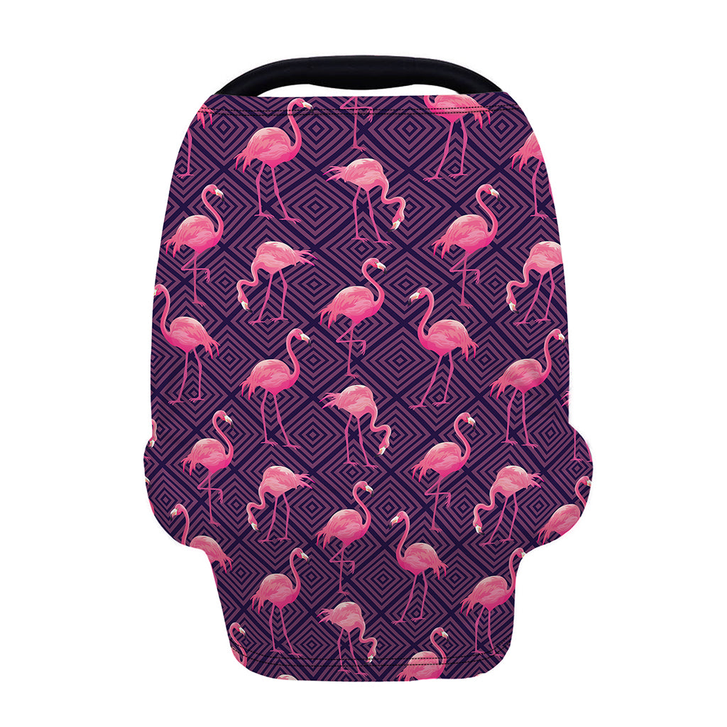 Purple Geometric Flamingo Pattern Print Baby Seat Cover