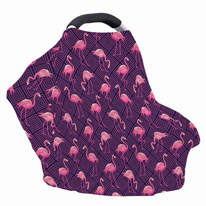 Purple Geometric Flamingo Pattern Print Baby Seat Cover