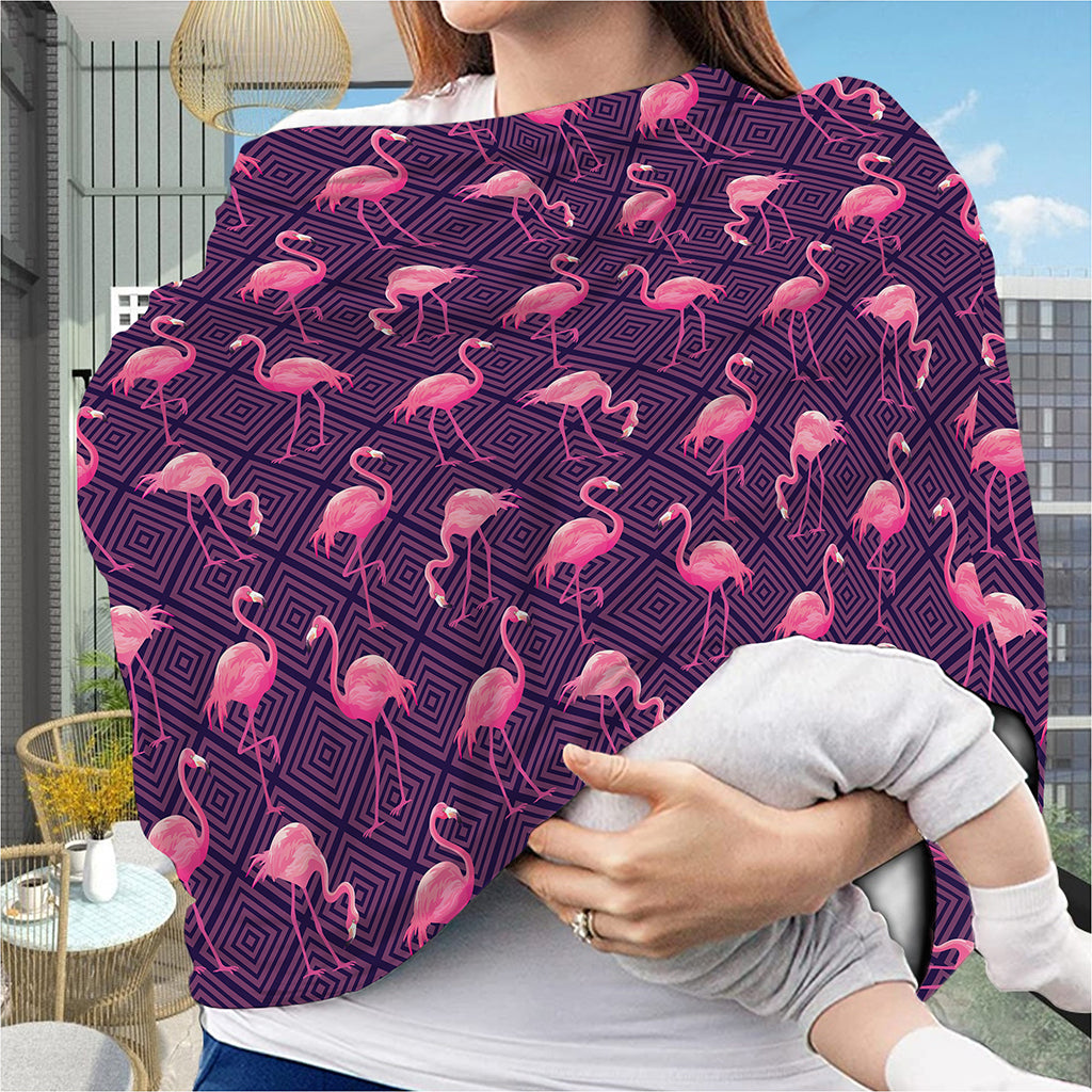 Purple Geometric Flamingo Pattern Print Baby Seat Cover