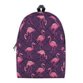 Purple Geometric Flamingo Pattern Print School Backpack