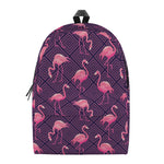 Purple Geometric Flamingo Pattern Print Backpack