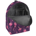 Purple Geometric Flamingo Pattern Print Backpack