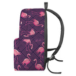 Purple Geometric Flamingo Pattern Print Backpack