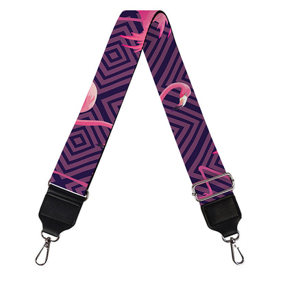 Purple Geometric Flamingo Pattern Print Bag Strap