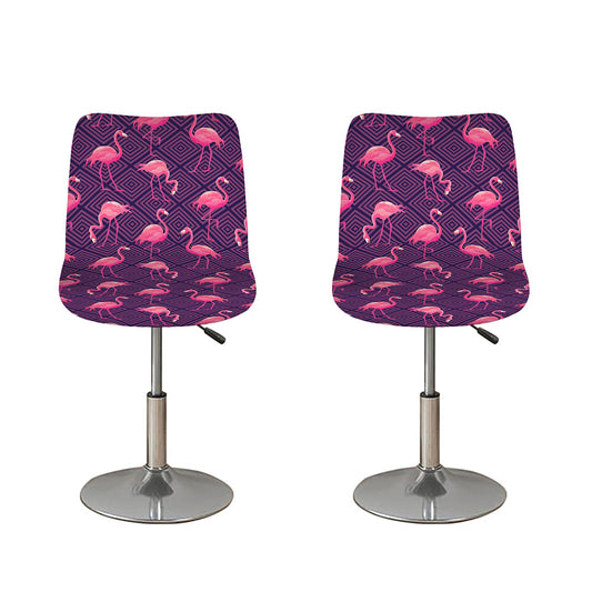 Purple Geometric Flamingo Pattern Print Bar Stool Covers