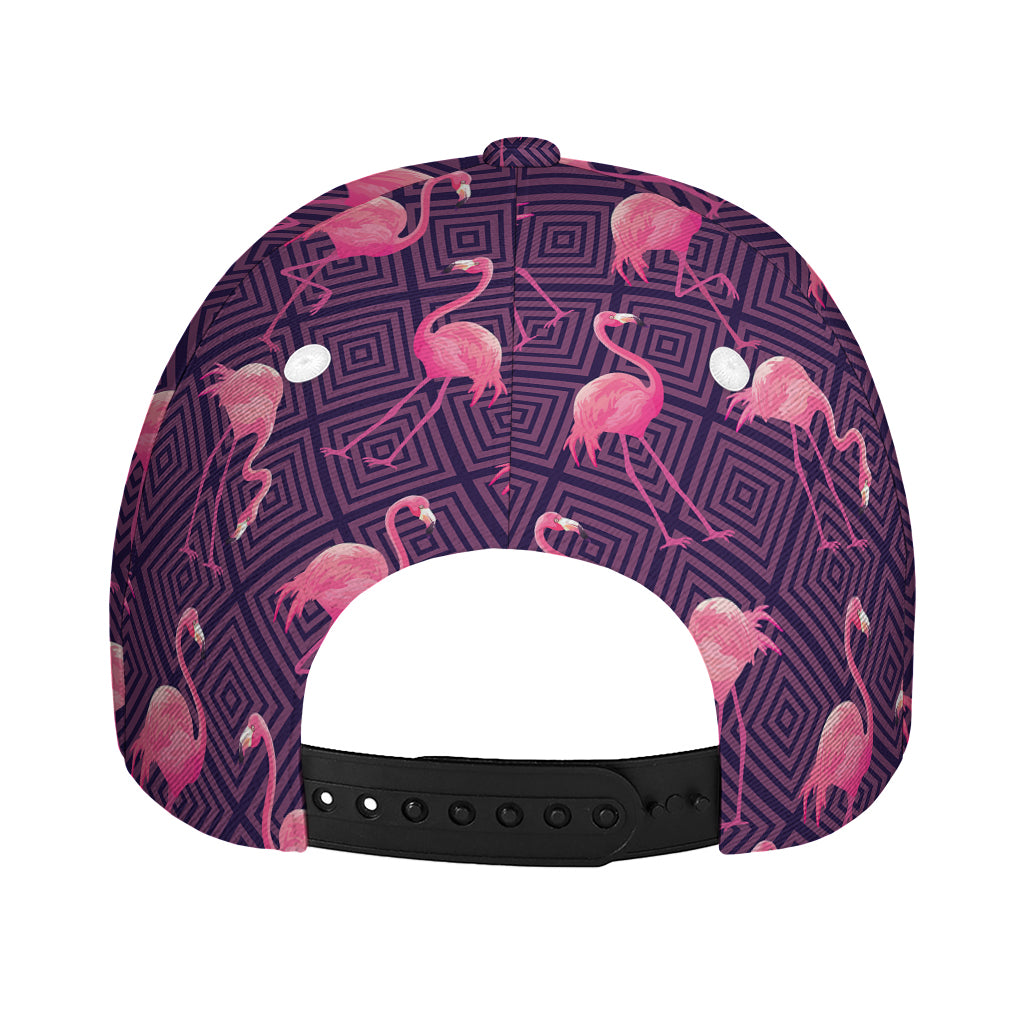 Purple Geometric Flamingo Pattern Print Baseball Cap