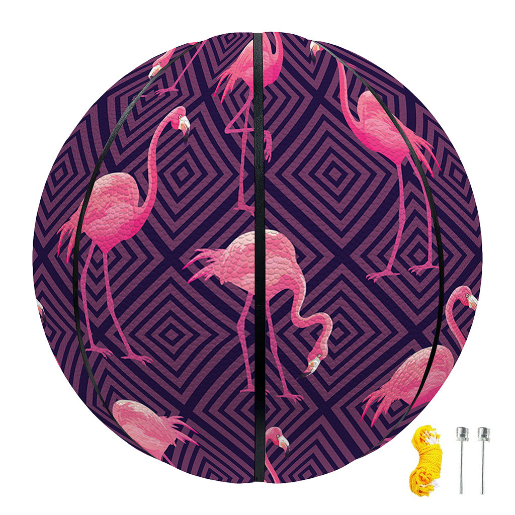 Purple Geometric Flamingo Pattern Print Basketball