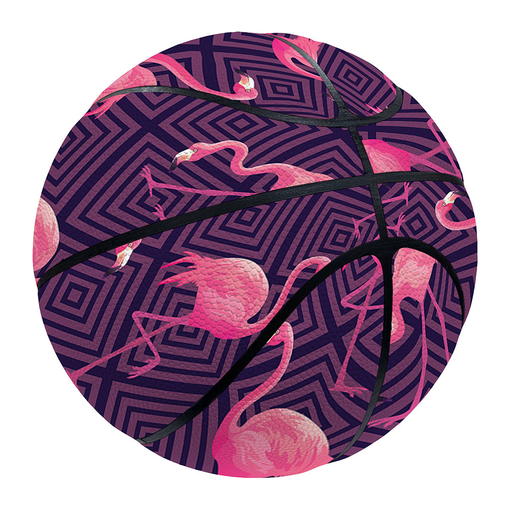 Purple Geometric Flamingo Pattern Print Basketball