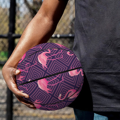 Purple Geometric Flamingo Pattern Print Basketball