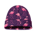 Purple Geometric Flamingo Pattern Print Beanie