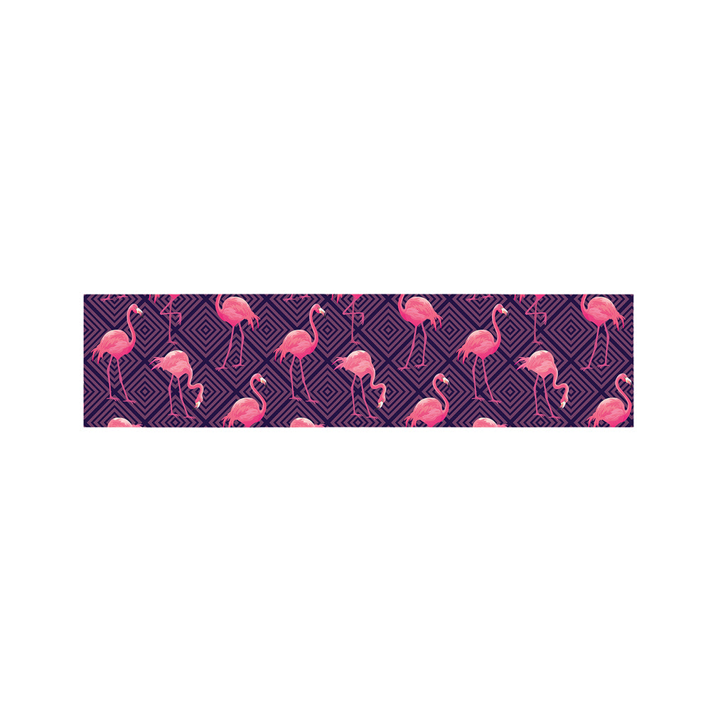 Purple Geometric Flamingo Pattern Print Bed Runner