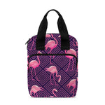 Purple Geometric Flamingo Pattern Print Bible Tote Bag