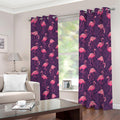 Purple Geometric Flamingo Pattern Print Dimout Grommet Curtains
