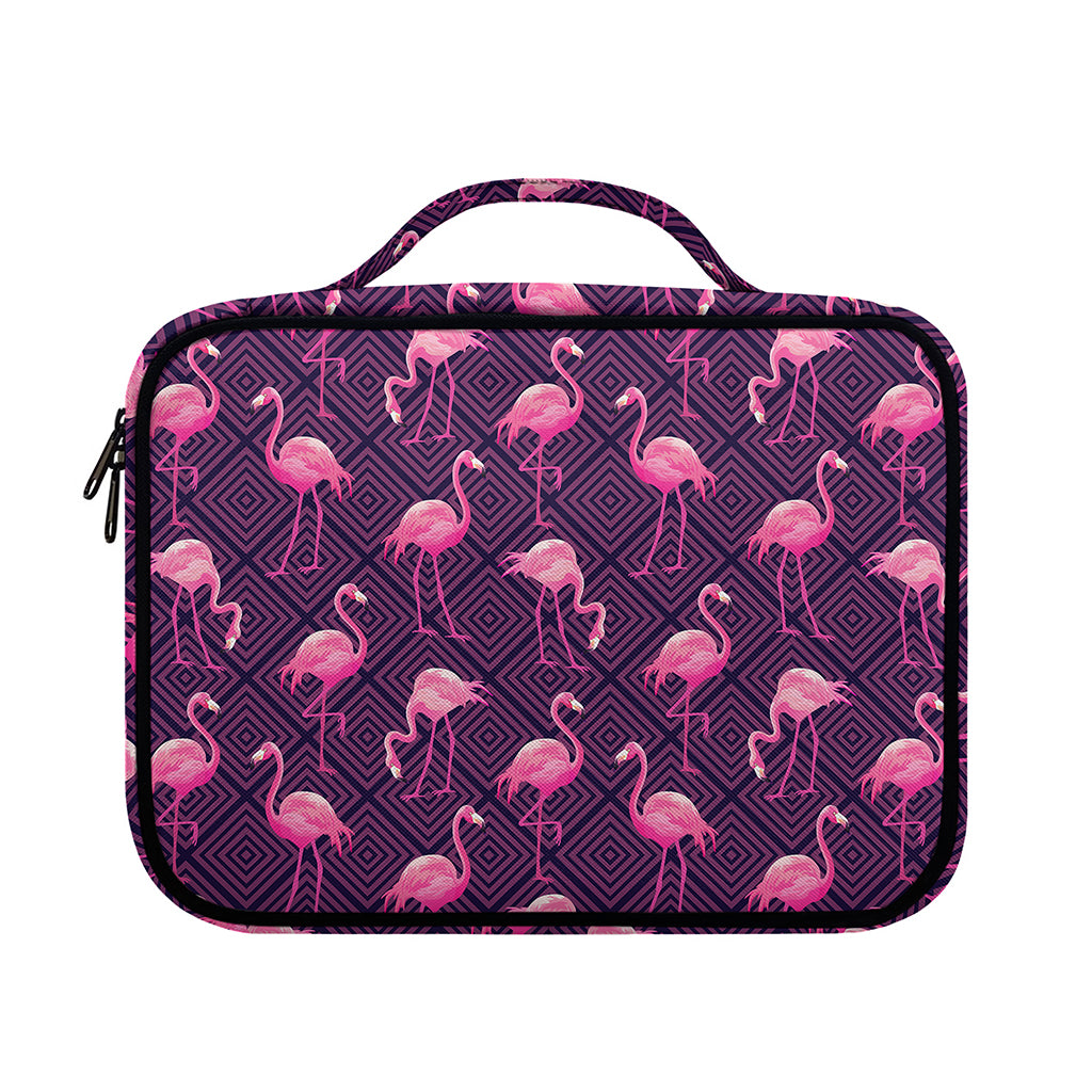 Purple Geometric Flamingo Pattern Print Briefcase Bible Bag