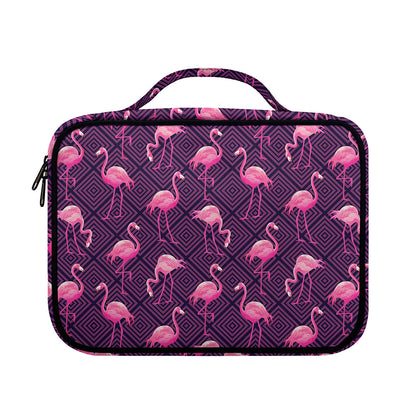 Purple Geometric Flamingo Pattern Print Briefcase Bible Bag