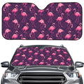 Purple Geometric Flamingo Pattern Print Car Windshield Sun Shade