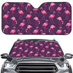 Purple Geometric Flamingo Pattern Print Car Windshield Sun Shade