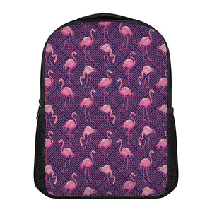 Purple Geometric Flamingo Pattern Print Casual Backpack