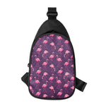 Purple Geometric Flamingo Pattern Print Chest Bag