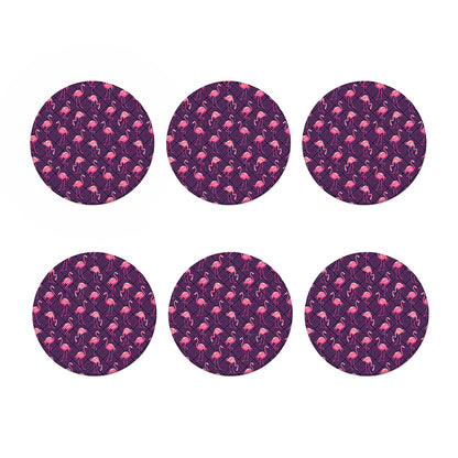 Purple Geometric Flamingo Pattern Print Coaster Set