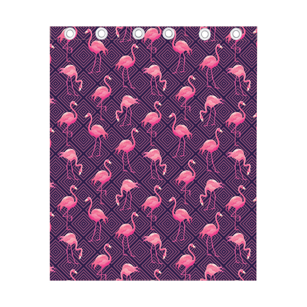 Purple Geometric Flamingo Pattern Print Curtain