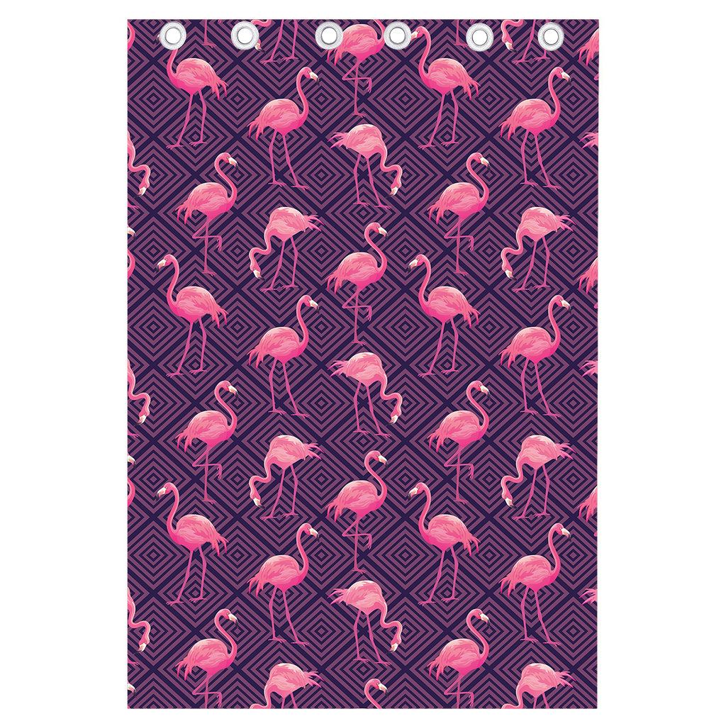 Purple Geometric Flamingo Pattern Print Curtain