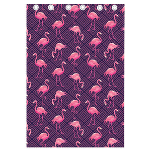 Purple Geometric Flamingo Pattern Print Curtain