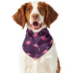 Purple Geometric Flamingo Pattern Print Dog Bandana