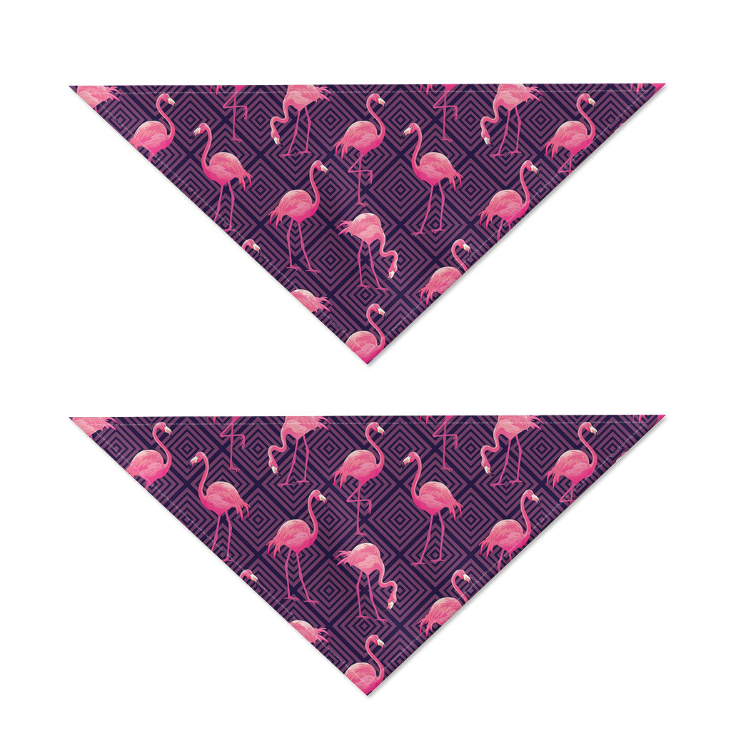 Purple Geometric Flamingo Pattern Print Dog Bandana