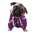 Purple Geometric Flamingo Pattern Print Dog Zip Up Hoodie