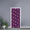 Purple Geometric Flamingo Pattern Print Door Sticker