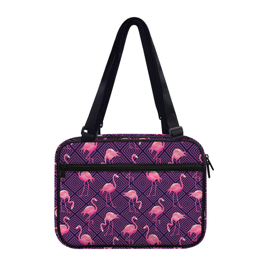 Purple Geometric Flamingo Pattern Print Double Strap Bible Bag