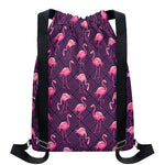 Purple Geometric Flamingo Pattern Print Drawstring Backpack