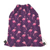 Purple Geometric Flamingo Pattern Print Drawstring Bag