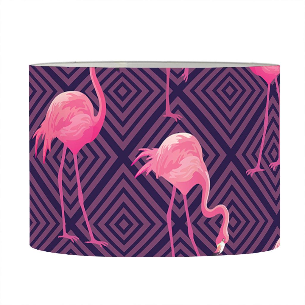 Purple Geometric Flamingo Pattern Print Drum Lamp Shade