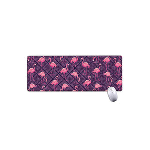 Purple Geometric Flamingo Pattern Print Extended Mouse Pad