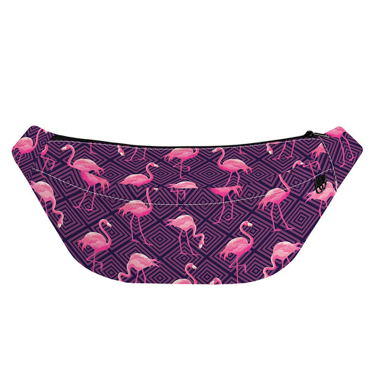 Purple Geometric Flamingo Pattern Print Fanny Pack