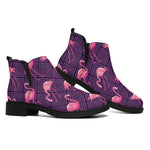 Purple Geometric Flamingo Pattern Print Flat Ankle Boots