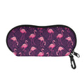 Purple Geometric Flamingo Pattern Print Glasses Case
