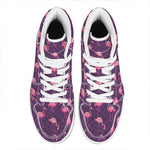 Purple Geometric Flamingo Pattern Print High Top Leather Sneakers