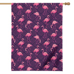 Purple Geometric Flamingo Pattern Print House Flag