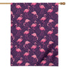 Purple Geometric Flamingo Pattern Print House Flag