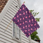 Purple Geometric Flamingo Pattern Print House Flag